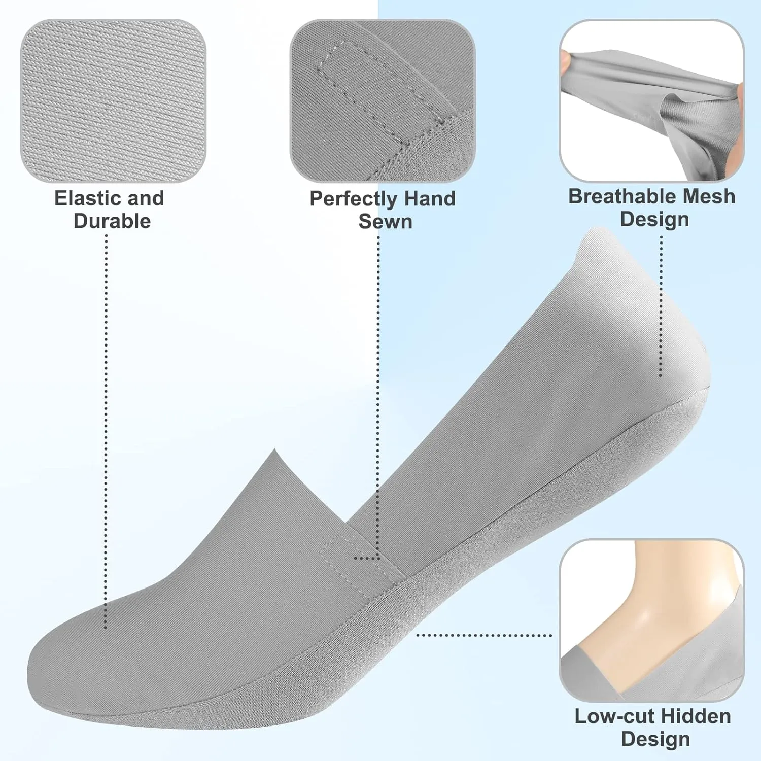 10 Pairs No Show Socks Women Men Low Cut Liner Socks Ice Silk Socks Nonslip Liner Socks Invisible Socks Thin Socks