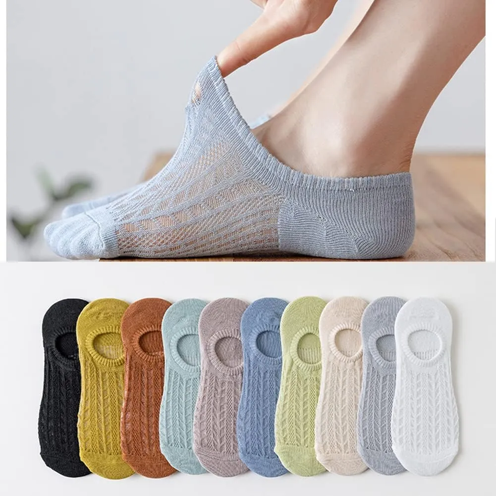 5 Pairs Women No Show Socks Breathable Mesh Low Cut Socks Athletic Running Casual Invisible Liner Socks