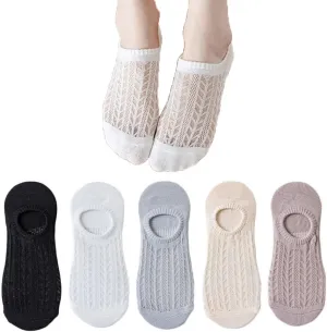 5 Pairs Women No Show Socks Breathable Mesh Low Cut Socks Athletic Running Casual Invisible Liner Socks
