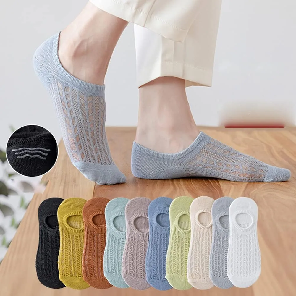 5 Pairs Women No Show Socks Breathable Mesh Low Cut Socks Athletic Running Casual Invisible Liner Socks
