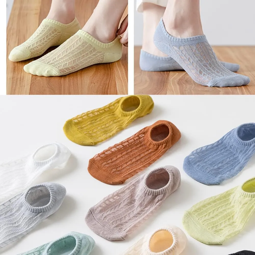 5 Pairs Women No Show Socks Breathable Mesh Low Cut Socks Athletic Running Casual Invisible Liner Socks