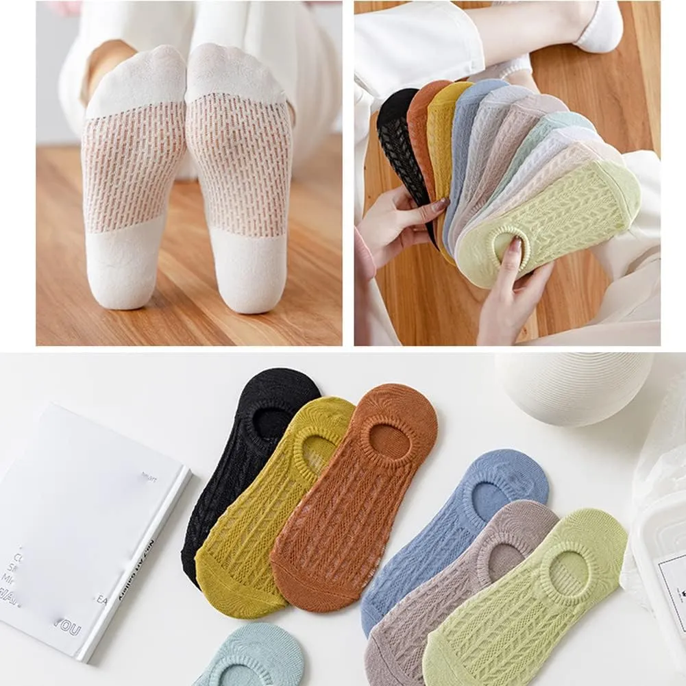 5 Pairs Women No Show Socks Breathable Mesh Low Cut Socks Athletic Running Casual Invisible Liner Socks