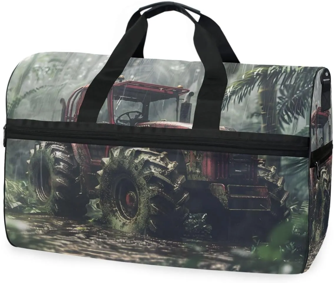 Agriculture Tractor Travel Duffel Bag Luggage Sports Gym Bags With Shoes Compartment Large Capacity Lightweight Duffle Bag For Men Women