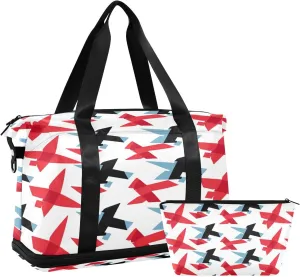 Airplane Pattern Sports Gym Bag,Travel Duffel bag with Wet Pocket & Shoes Compartment Lightweight Waterproof Overnight Bag for Men Women