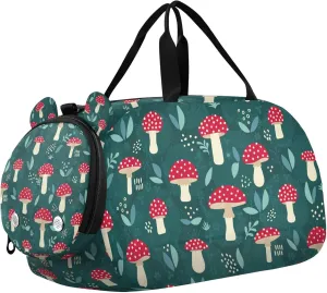Amanita Mushroom Seamless Pattern Design Boy's Gym Duffel Bag with Shoes Compartment Multifunctional Travel Duffel for School Practice, Sports, Travel