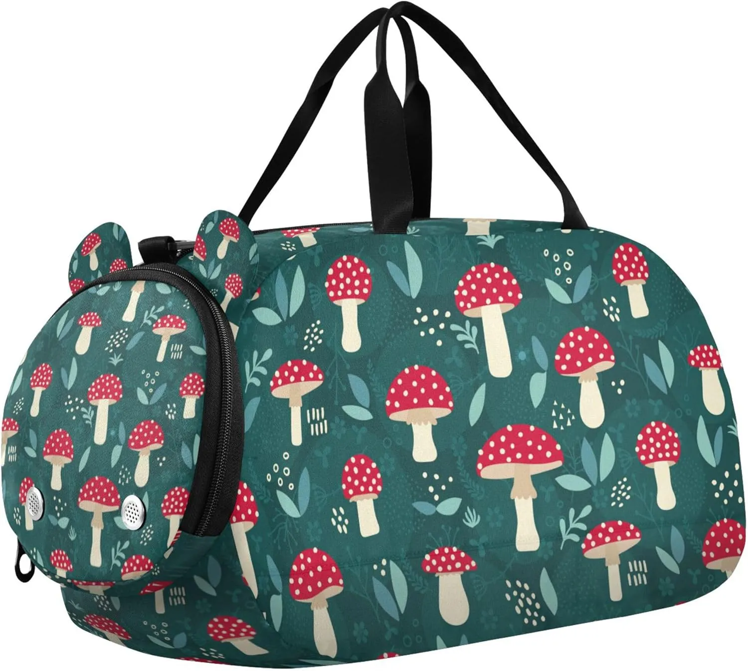 Amanita Mushroom Seamless Pattern Design Boy's Gym Duffel Bag with Shoes Compartment Multifunctional Travel Duffel for School Practice, Sports, Travel