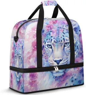 Animal Leopard Print Foldable Travel Duffel Bag Overnight Weekender Bag with Shoes Compartment Sports Gym Bag for Men Women