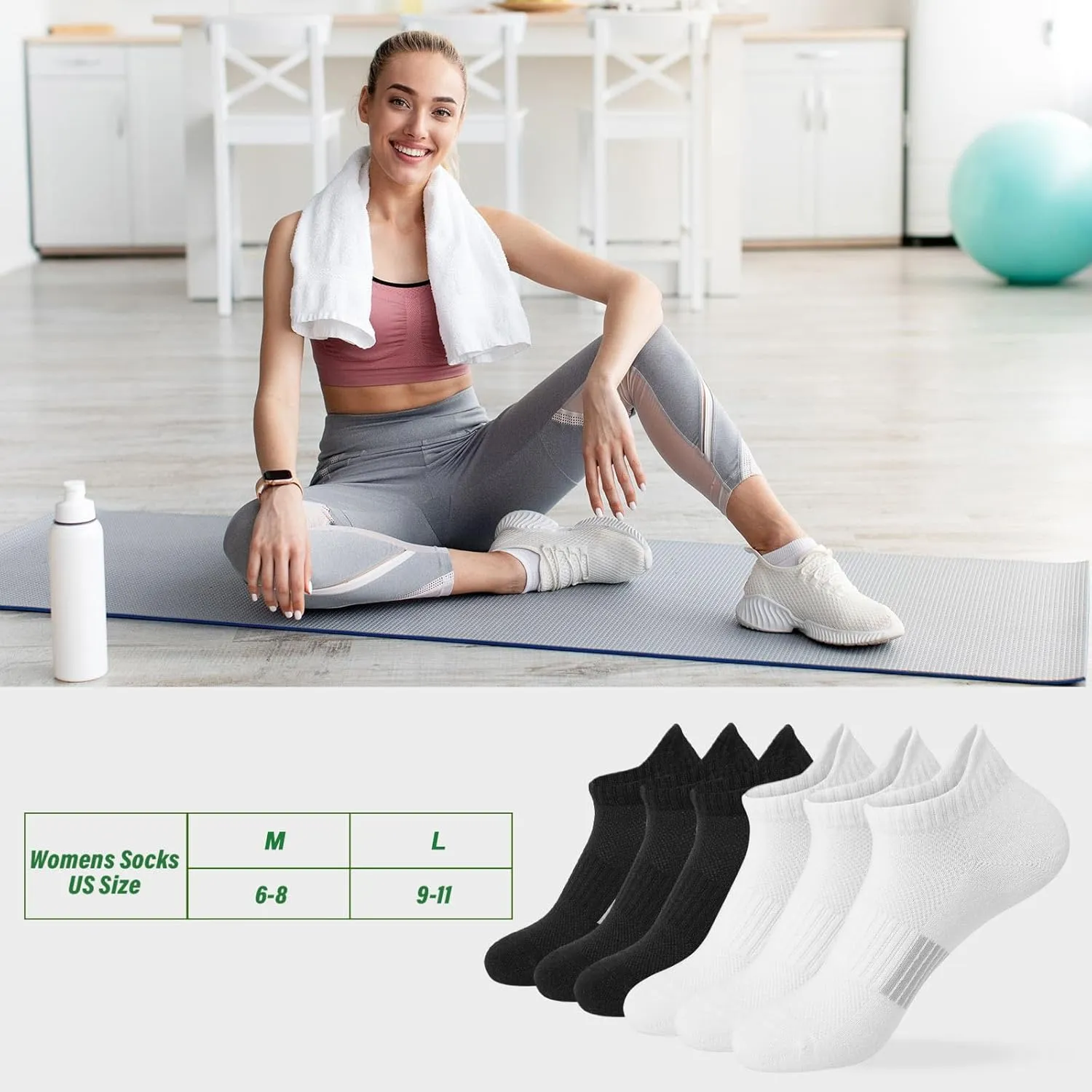 Ankle Socks for Women, Running Athletic Socks Womens Low Cut Ankle No Show Socks 6 Pairs for Women Socks