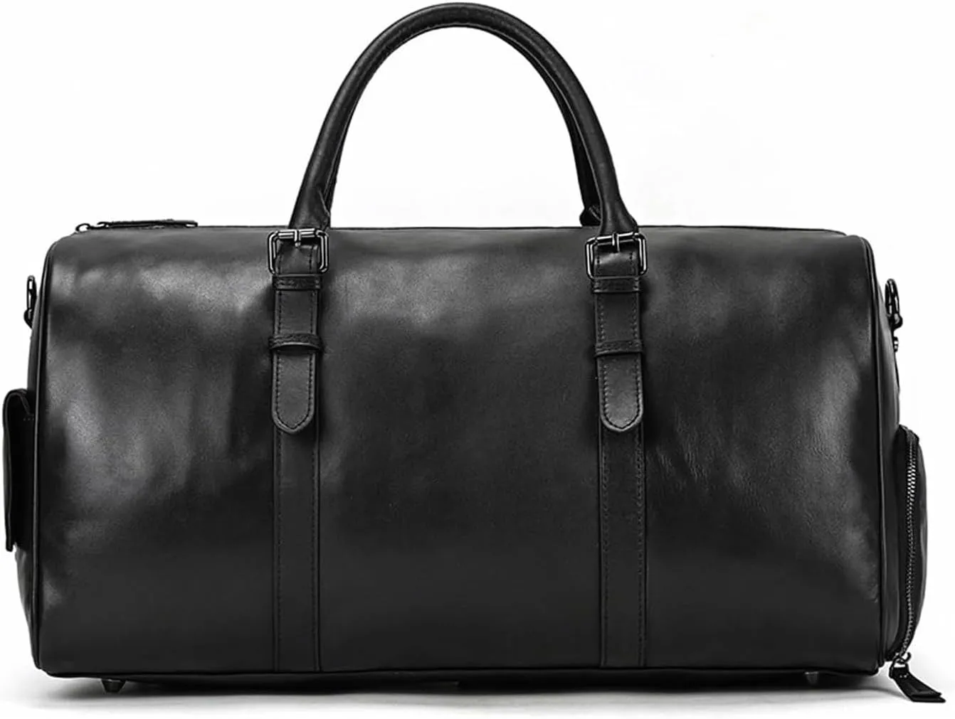 AVLUZ Leather Duffel Bags with Shoes Compartment, Leather Travel Overnight Weekend Bags Sports Gym Duffel for Men Women