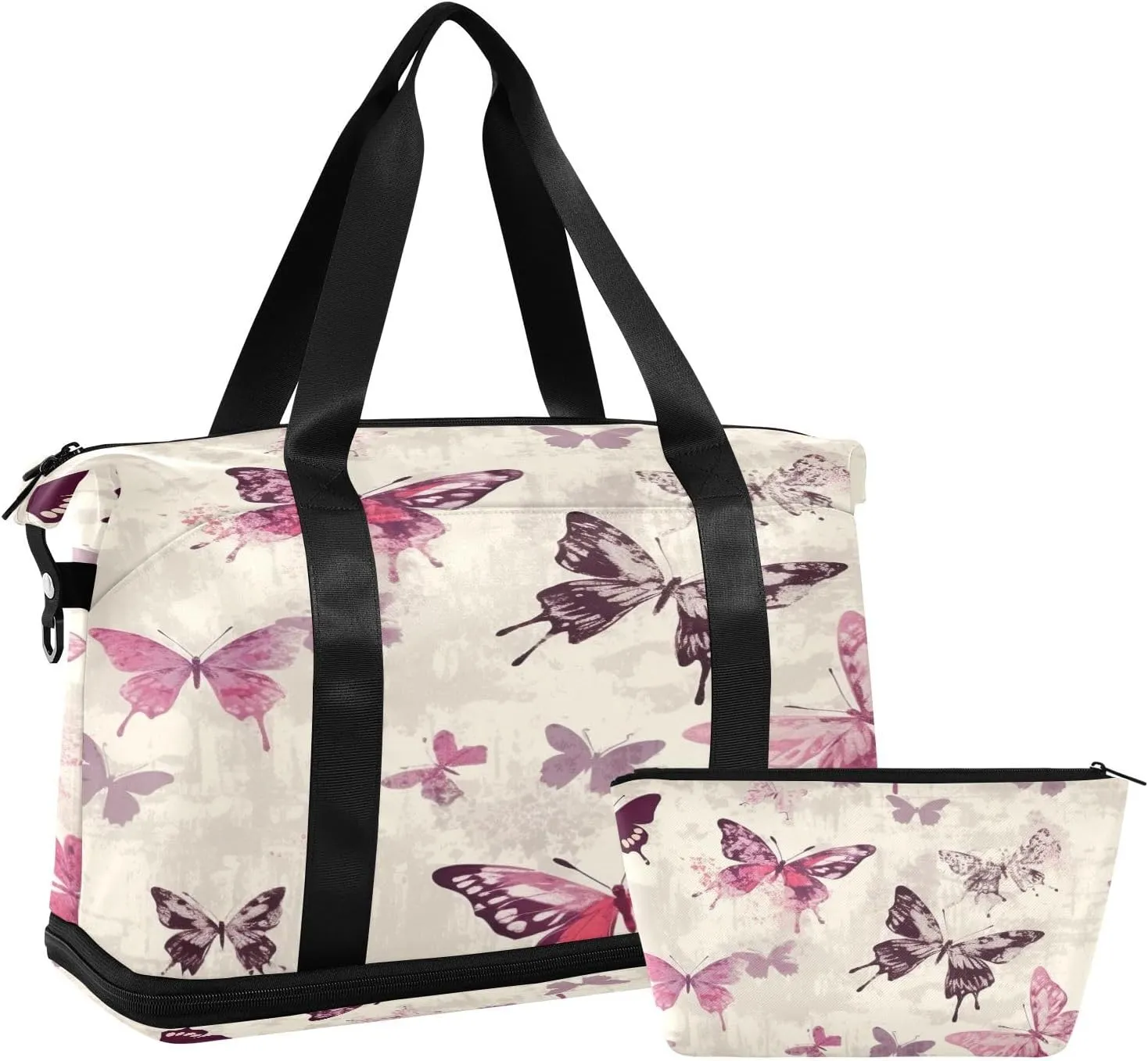 Beautiful Butterfly Sports Gym Bag,Travel Duffel bag with Wet Pocket & Shoes Compartment Lightweight Waterproof Overnight Bag for Men Women