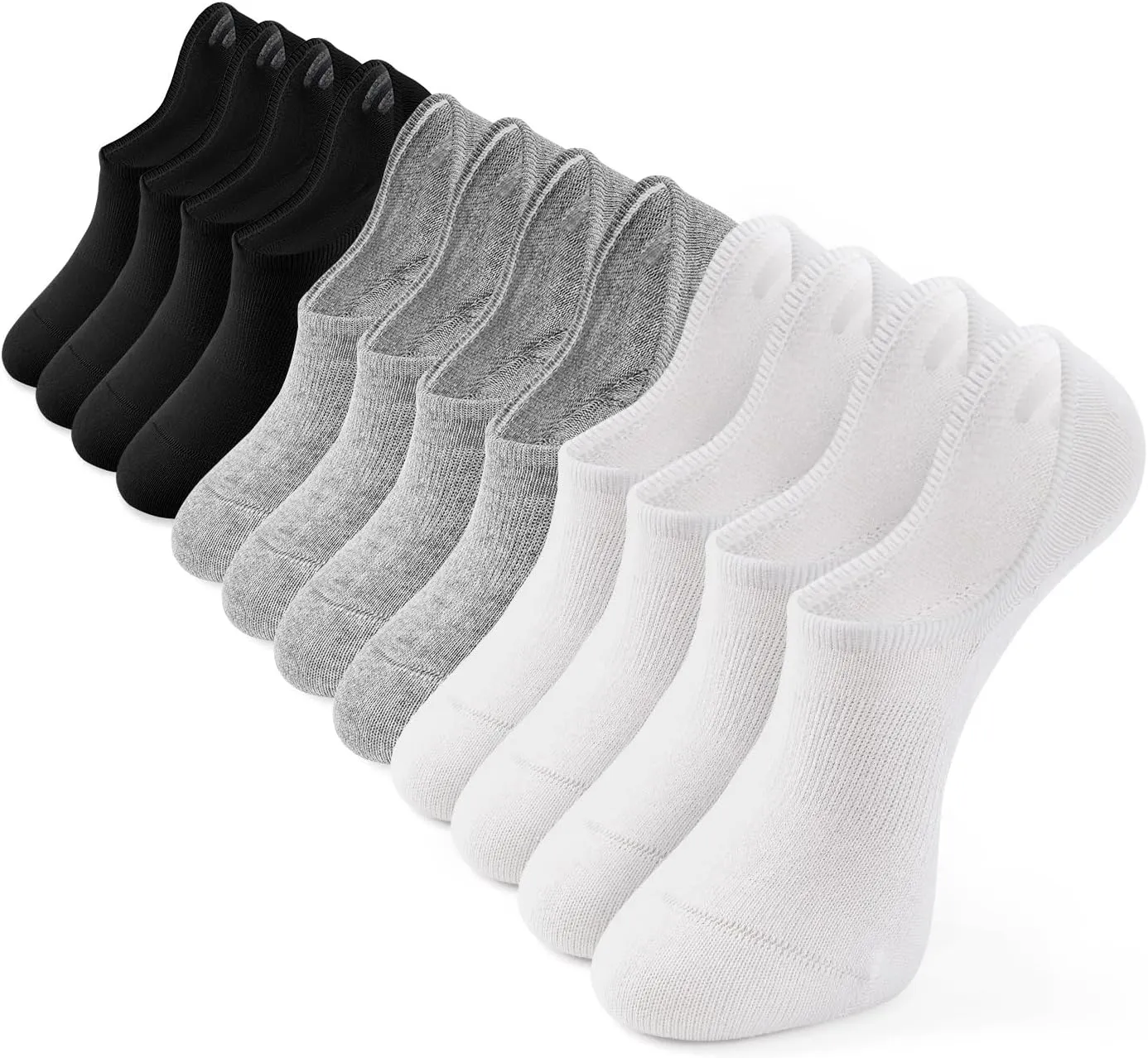 Breslatte 6pairs No Show Socks Womens Men Non-slip Soft Cotton Invisible Socks for Women Daily Sport