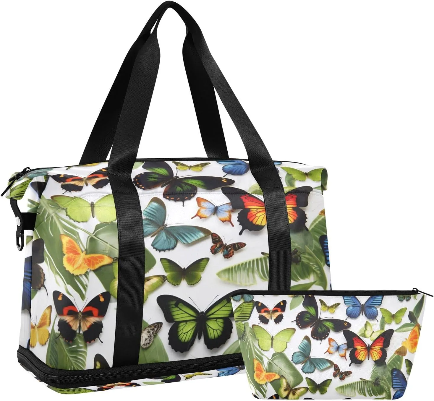 Butterflies & Insects Gym Bag for Men Women with Shoes Compartment & Wet Pocket Sport Travel Duffel Bag Waterproof Weekender Overnight Bag