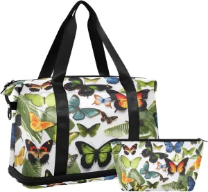 Butterflies & Insects Gym Bag for Men Women with Shoes Compartment & Wet Pocket Sport Travel Duffel Bag Waterproof Weekender Overnight Bag