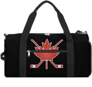 Canada Ice Hockey Maple Large Gym Bag Duffel Bags Waterproof Sports Luggage with Shoes Compartment for Travel Overnight