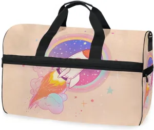 Cartoon Stickers Travel Duffel Bag Luggage Sports Gym Bags With Shoes Compartment Large Capacity Lightweight Duffle Bag For Men Women