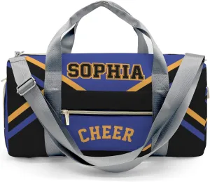Cheer Blue Black Cheerleader Duffel Bag Travel Bag with Shoes Compartment Gym Yoga Sport Men Women Waterproof with Name