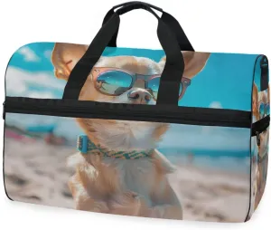 Chihuahua Dog Travel Duffel Bag Luggage Sports Gym Bags With Shoes Compartment Large Capacity Lightweight Duffle Bag For Men Women