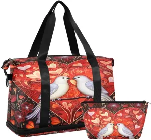 Colorful Valentine's Gym Bag for Men Women with Shoes Compartment & Wet Pocket Sport Travel Duffel Bag Waterproof Weekender Overnight Bag