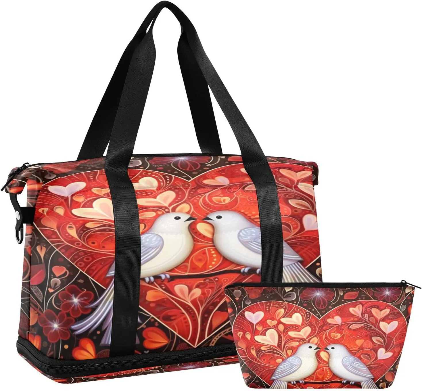 Colorful Valentine's Gym Bag for Men Women with Shoes Compartment & Wet Pocket Sport Travel Duffel Bag Waterproof Weekender Overnight Bag