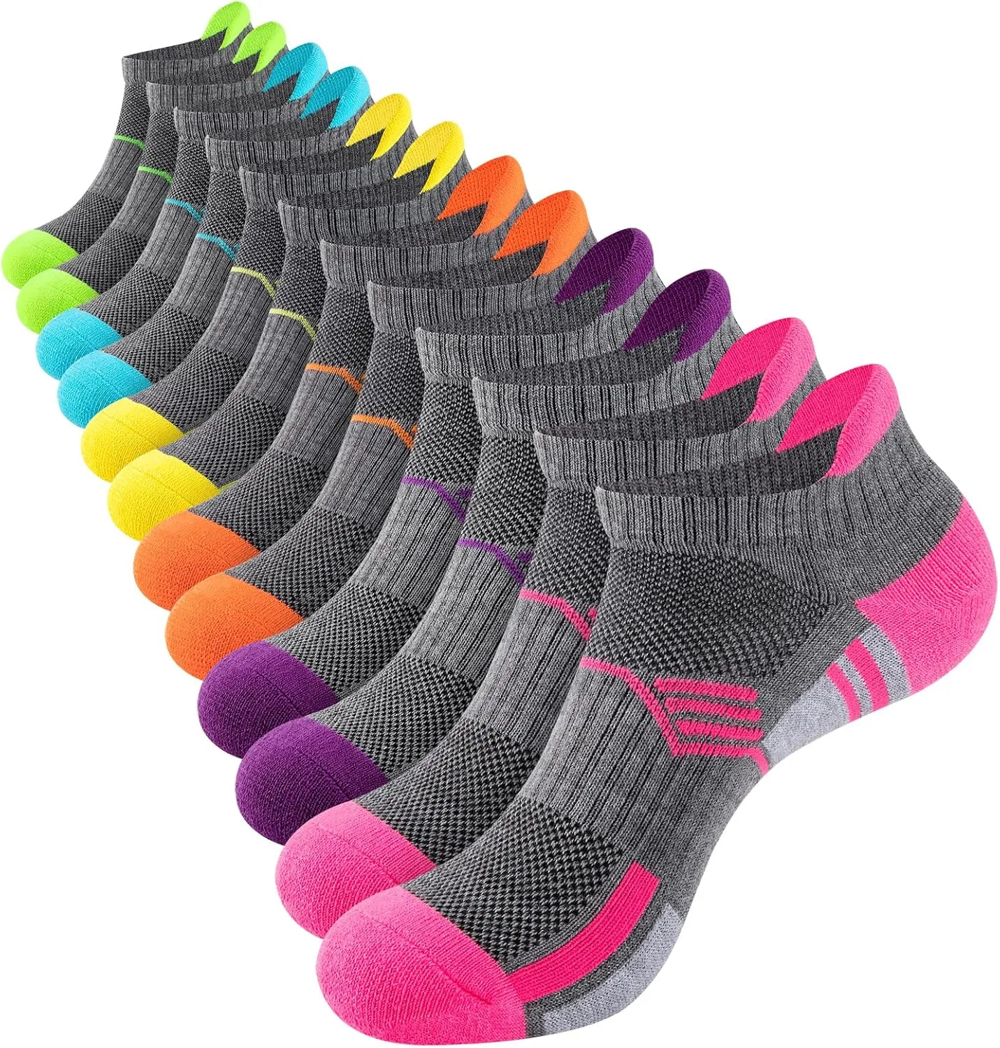COOVAN Ankle Socks Womens Athletic Low Cut Thick Cushioned Running Socks with Tab 6 Pairs