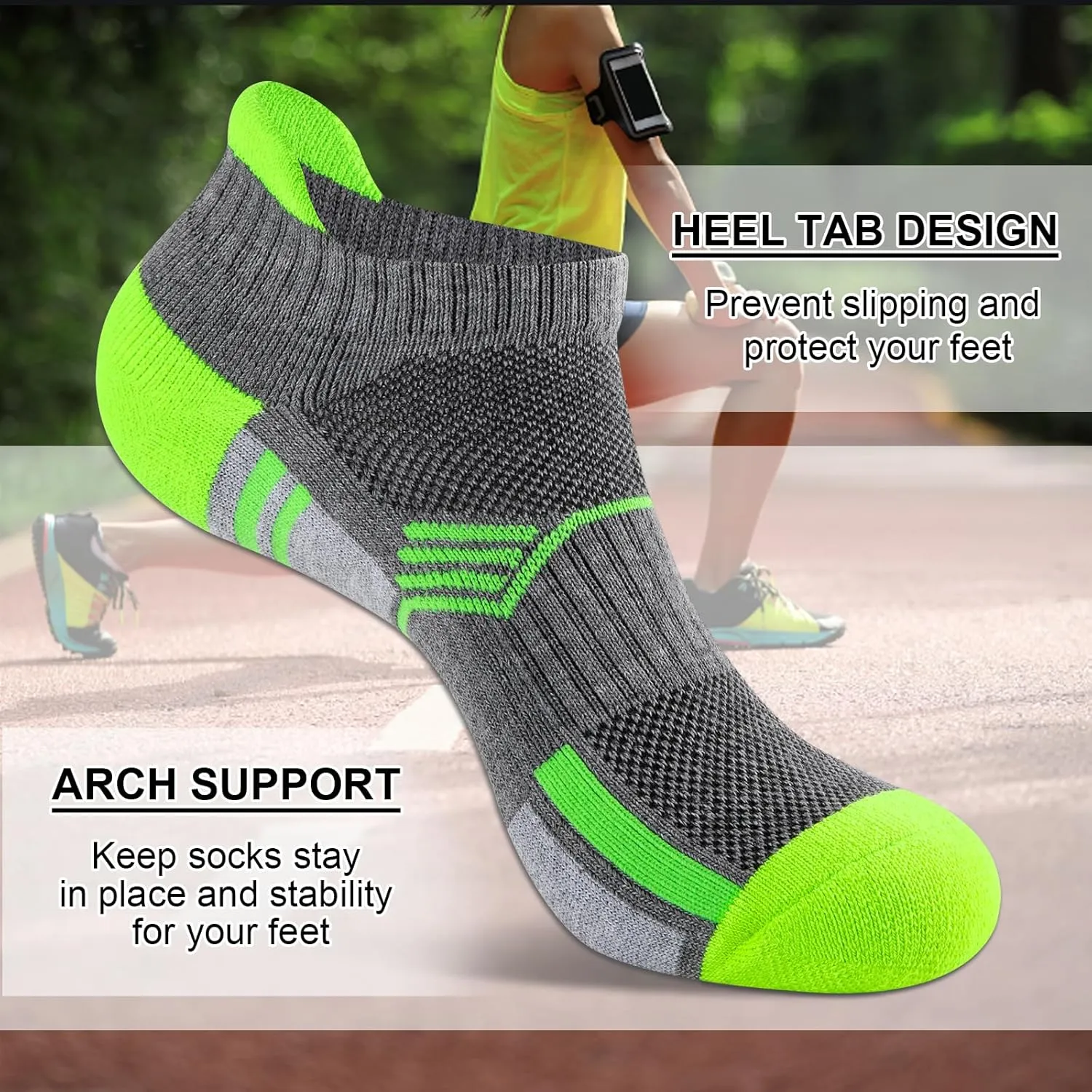 COOVAN Ankle Socks Womens Athletic Low Cut Thick Cushioned Running Socks with Tab 6 Pairs