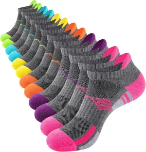 COOVAN Ankle Socks Womens Athletic Low Cut Thick Cushioned Running Socks with Tab 6 Pairs