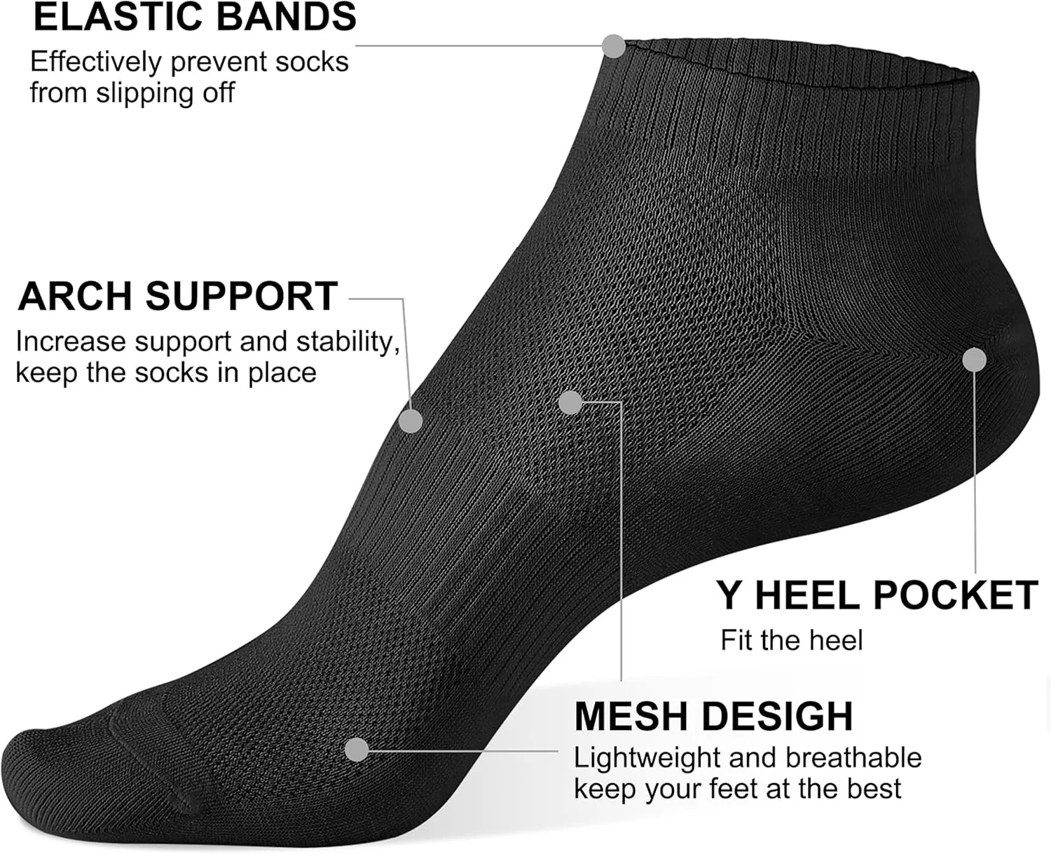 Cozi Foot 5/10 Pairs Women Ankle Socks Athletic Soft Low Cut Socks