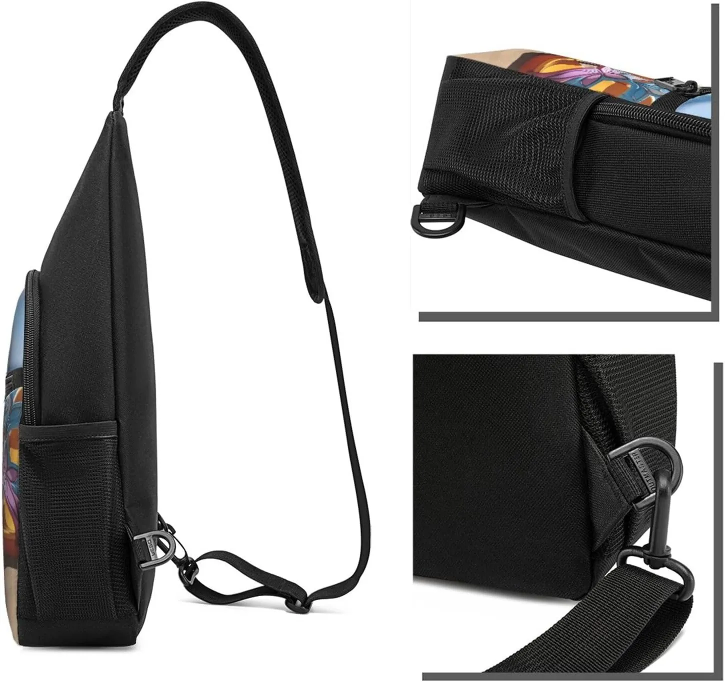 Crossbody Sling Backpack Sling Bag for Men Women Cross Chest Bag Shoulder Bag Colorful Sandals Shoes Travel Hiking Daypack