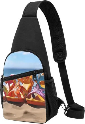 Crossbody Sling Backpack Sling Bag for Men Women Cross Chest Bag Shoulder Bag Colorful Sandals Shoes Travel Hiking Daypack