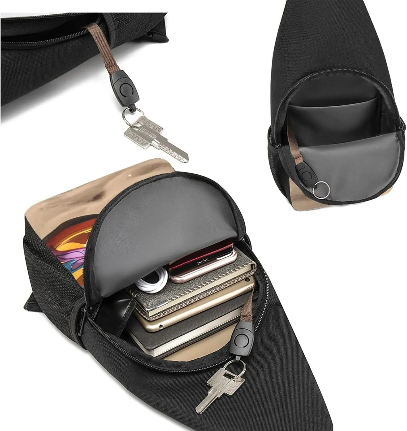 Crossbody Sling Backpack Sling Bag for Men Women Cross Chest Bag Shoulder Bag Colorful Sandals Shoes Travel Hiking Daypack