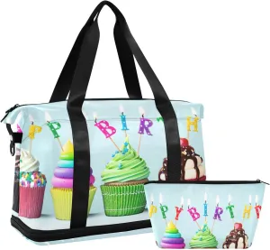 Cupcakes Duffel Gym Bag for Women Sports Travel Duffel Bag Sports Bag with Shoes Compartment Hospital Bag for Yoga Swimming