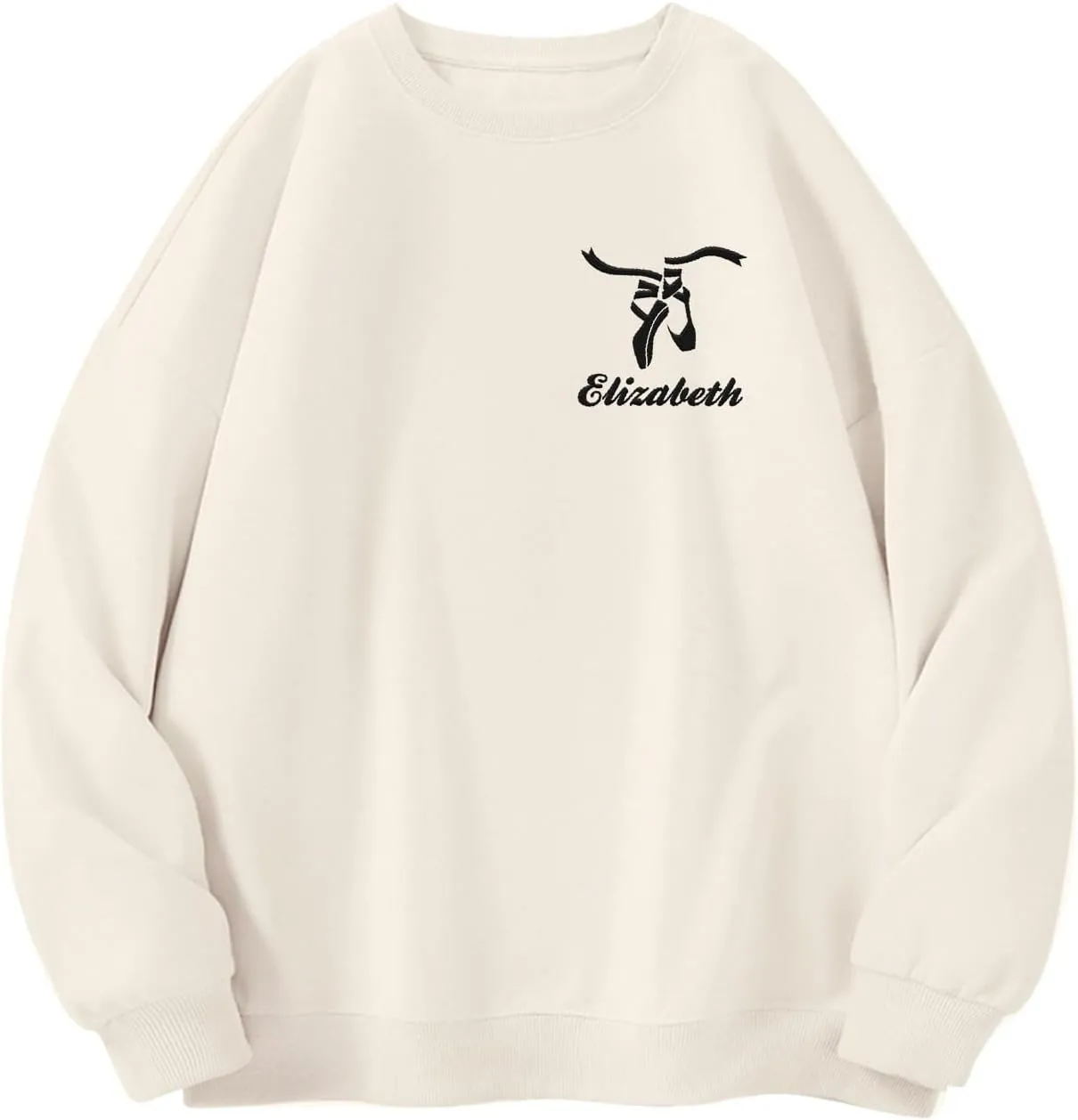Custom Ballet Embroidered Sweatshirt for Women and Girls Ballerina Funny Dance Shoes Gift Cool Dancer Toe Dancing Sport Shirt