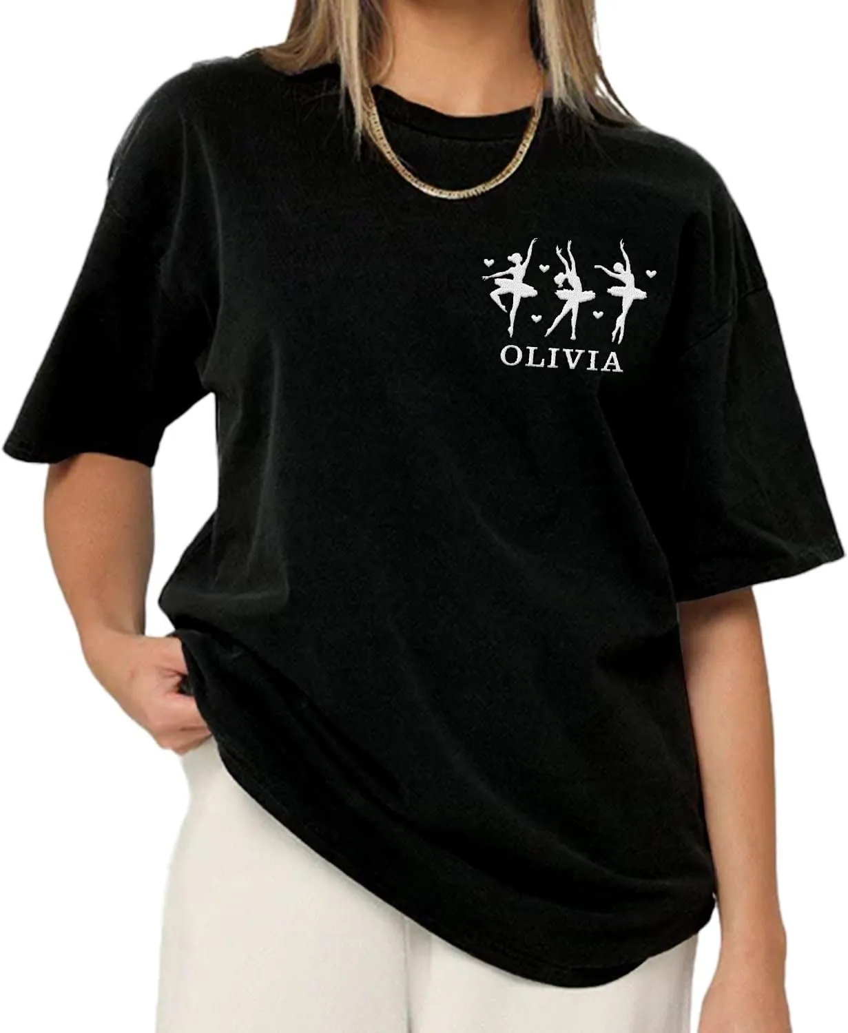 Custom Ballet Embroidered Sweatshirt for Women and Girls Ballerina Funny Dance Shoes Gift Cool Dancer Toe Dancing Sport Shirt