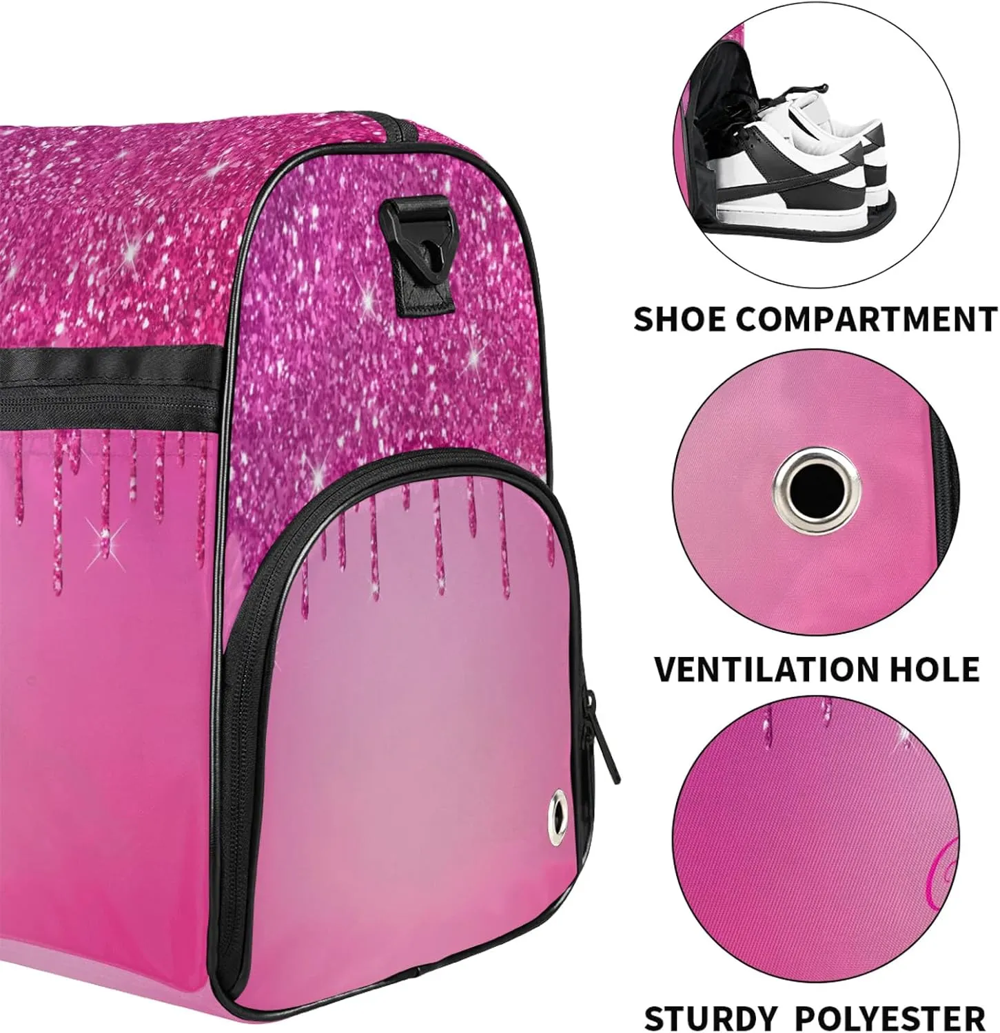 Custom Name Sports Bag Personalized Gym Bag with Shoes Compartment for Women Men Overnight Weekender Travel Duffel Bags, Berry