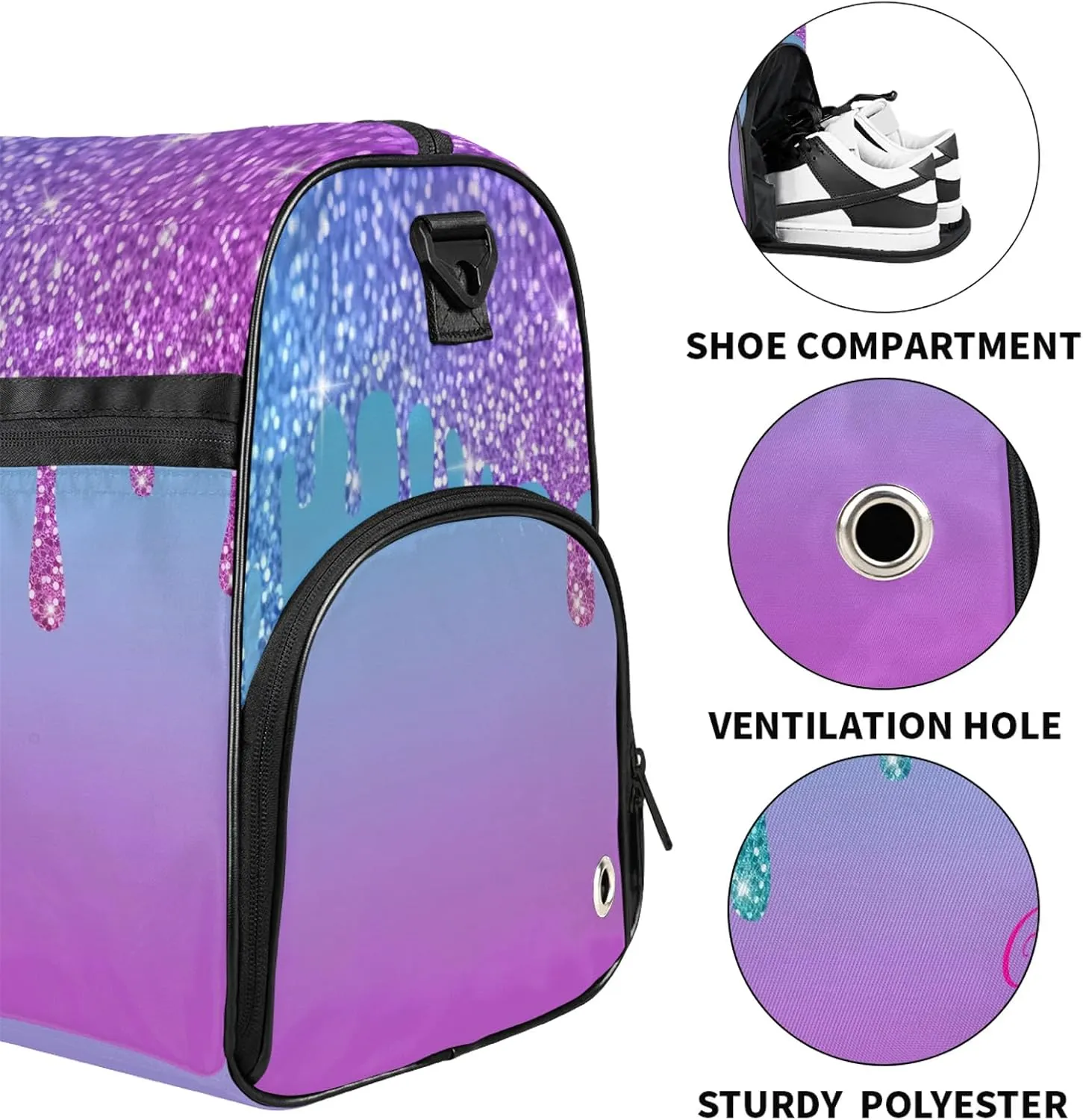 Custom Name Sports Bag Personalized Gym Bag with Shoes Compartment for Women Men Overnight Weekender Travel Duffel Bags, Blue