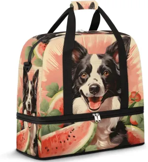 Cute Dog Foldable Travel Duffel Bag Overnight Weekender Bag with Shoes Compartment Sports Gym Bag for Men Women