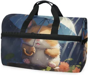 Cute Hamster Travel Duffel Bag Luggage Sports Gym Bags With Shoes Compartment Large Capacity Lightweight Duffle Bag For Men Women