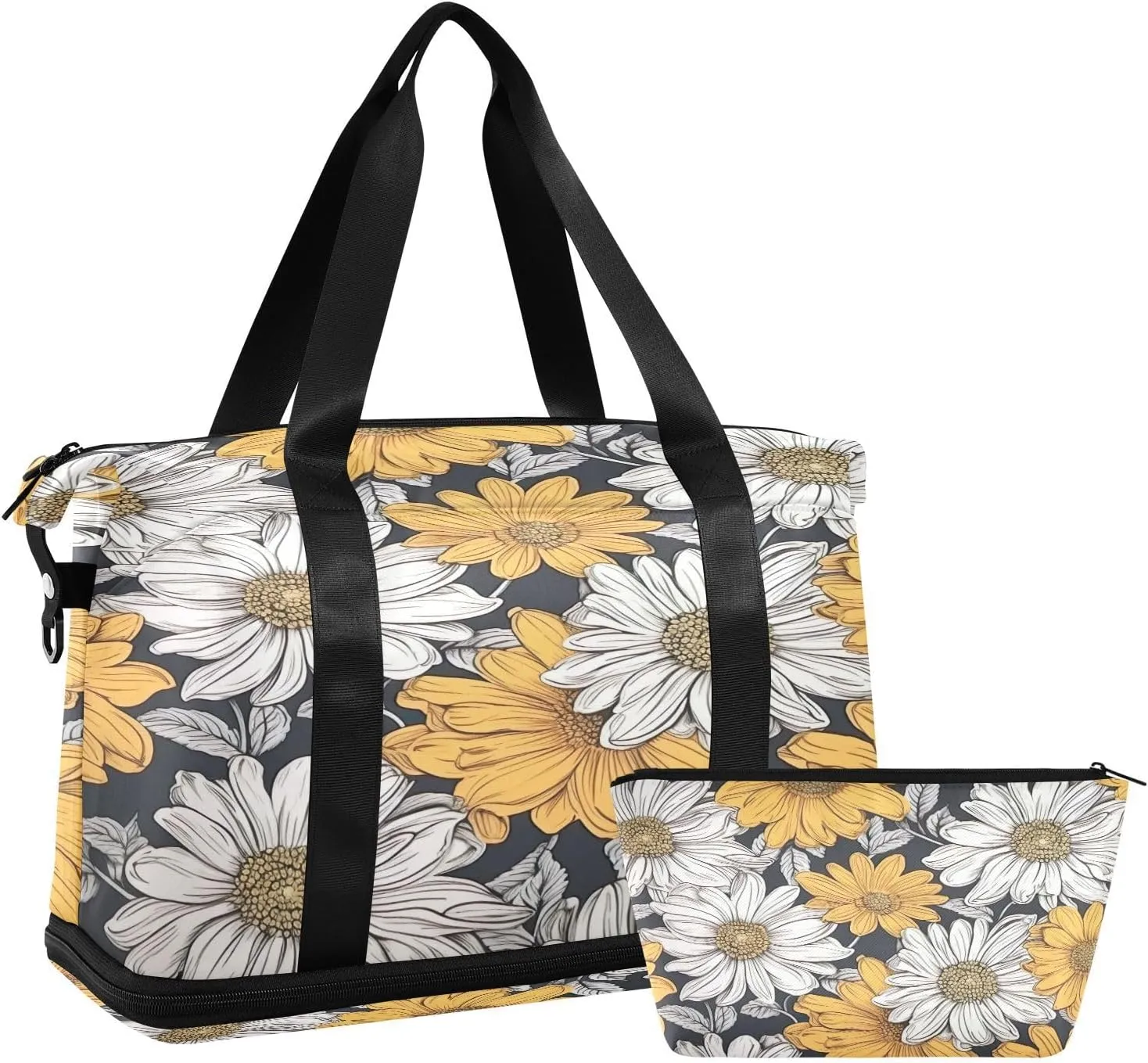 Daisies Sports Gym Bag,Travel Duffel bag with Wet Pocket & Shoes Compartment Lightweight Waterproof Overnight Bag for Men Women