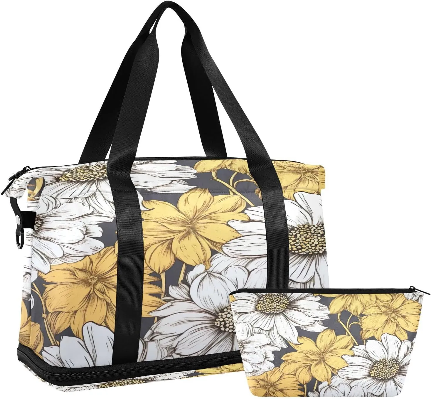 Daisies Sports Gym Bag,Travel Duffel bag with Wet Pocket & Shoes Compartment Lightweight Waterproof Overnight Bag for Men Women