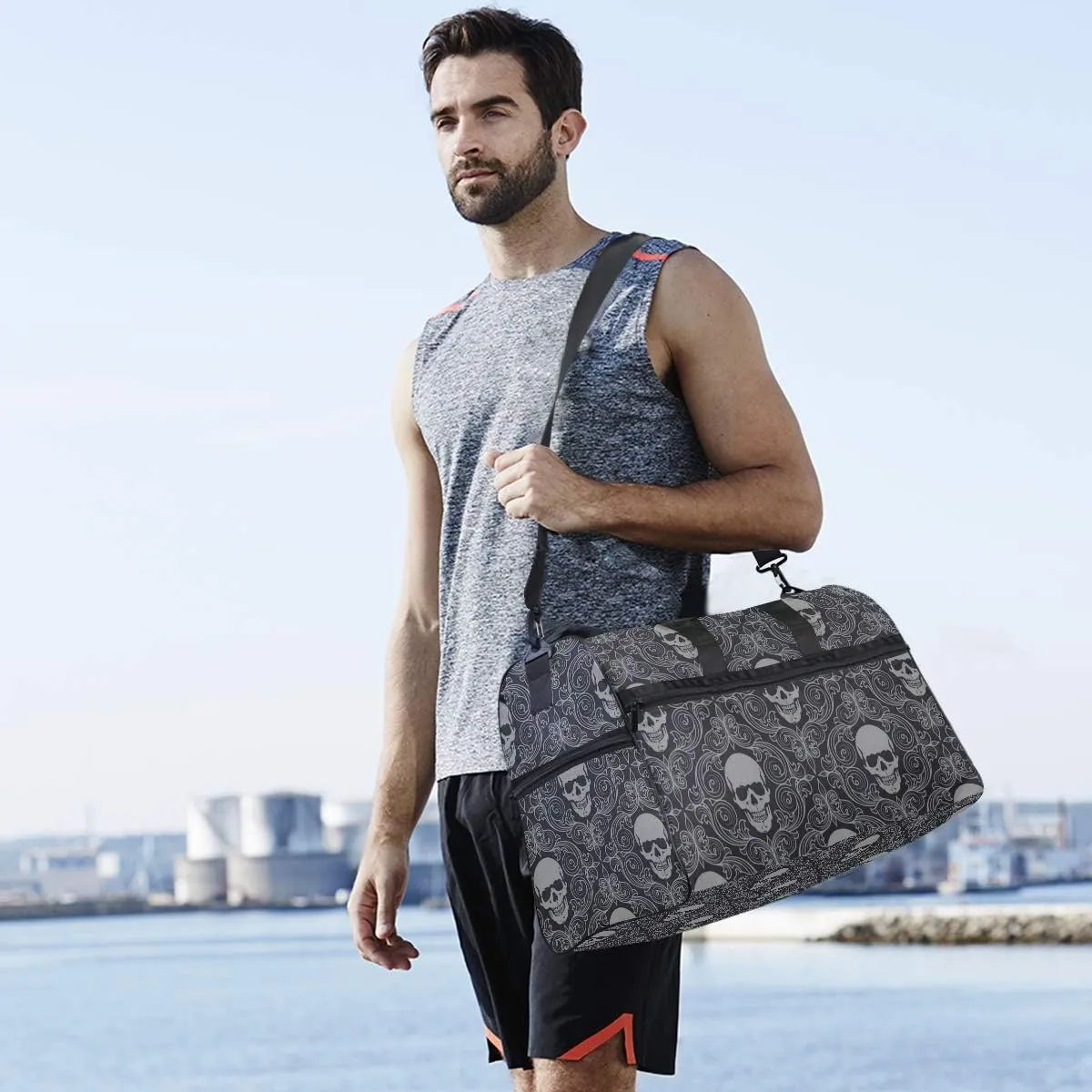 Dead Skulls Travel Duffel Bag Luggage Sports Gym Bag With Shoes Compartment Large Capacity Lightweight Duffle Bag For Men Women