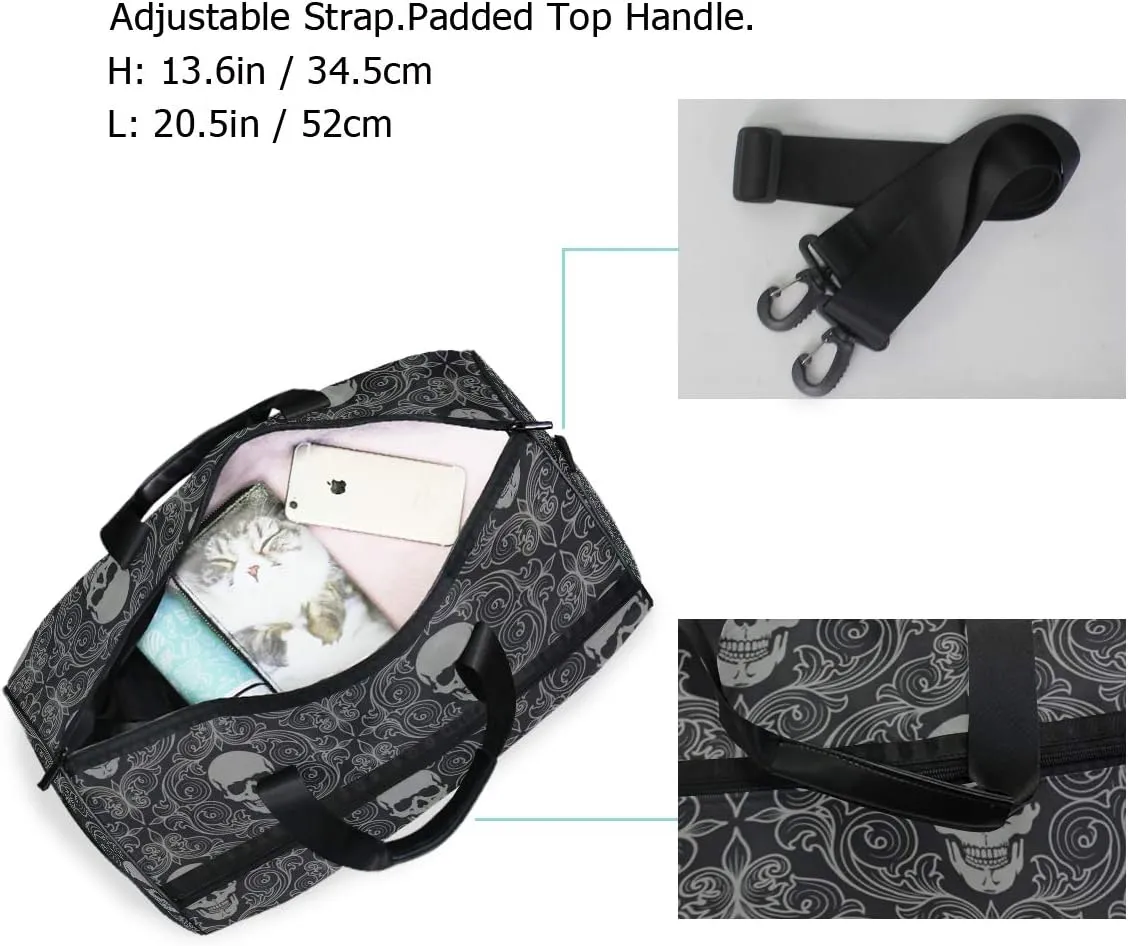 Dead Skulls Travel Duffel Bag Luggage Sports Gym Bag With Shoes Compartment Large Capacity Lightweight Duffle Bag For Men Women
