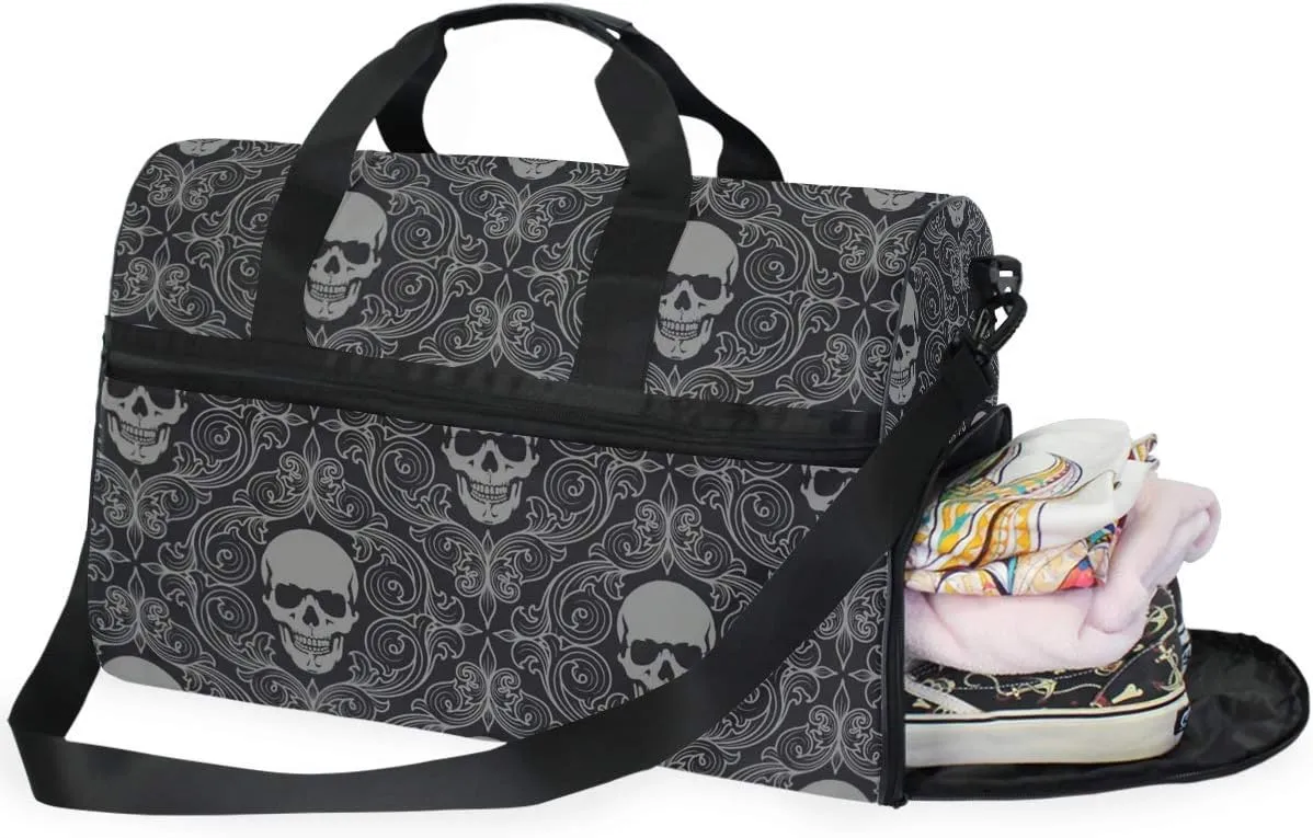 Dead Skulls Travel Duffel Bag Luggage Sports Gym Bag With Shoes Compartment Large Capacity Lightweight Duffle Bag For Men Women