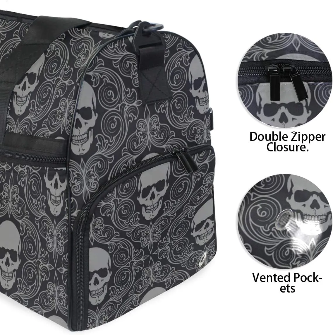 Dead Skulls Travel Duffel Bag Luggage Sports Gym Bag With Shoes Compartment Large Capacity Lightweight Duffle Bag For Men Women