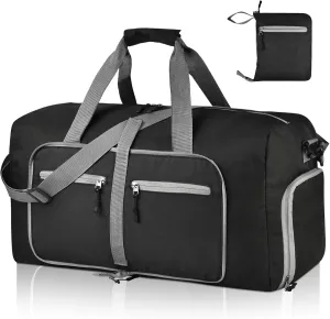 Dimayar Travel Duffle Bag for Men - Foldable Duffel Bag with Shoes Compartment - Overnight Bags Waterproof & Tear Resistant, Black, 85L