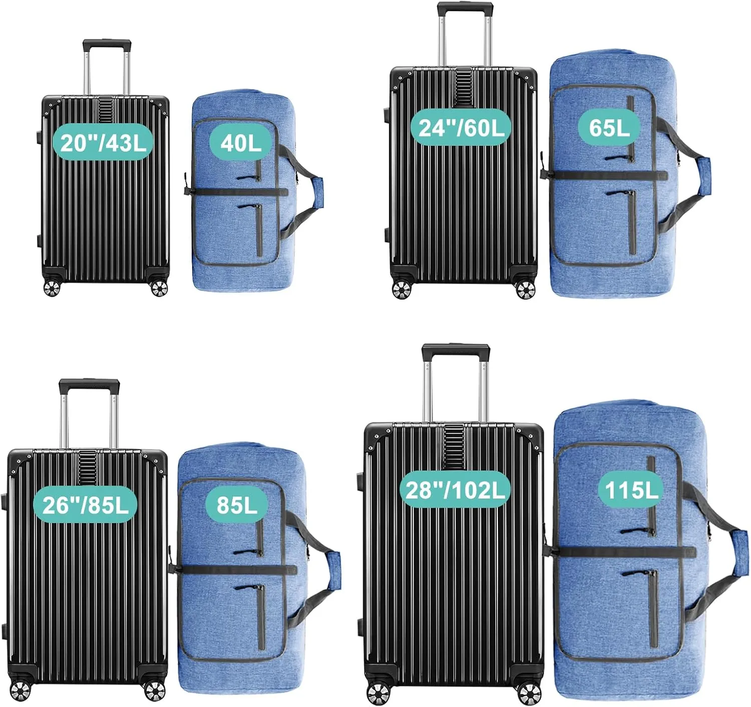 Dimayar Travel Duffle Bag for Men - Foldable Duffel Bag with Shoes Compartment - Overnight Bags Waterproof & Tear Resistant, Blue, 85L