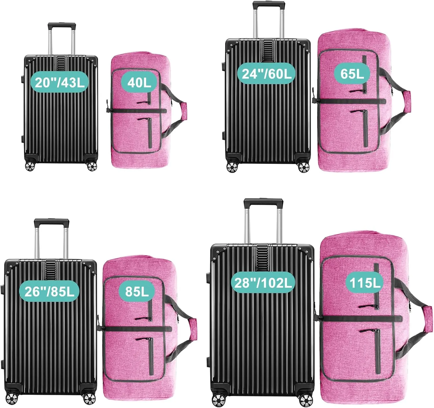 Dimayar Travel Duffle Bag for Men - Foldable Duffel Bag with Shoes Compartment - Overnight Bags Waterproof & Tear Resistant, Rouge Pink, 115L