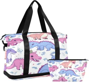 Dinosaurs Sports Gym Bag,Travel Duffel bag with Wet Pocket & Shoes Compartment Lightweight Waterproof Overnight Bag for Men Women