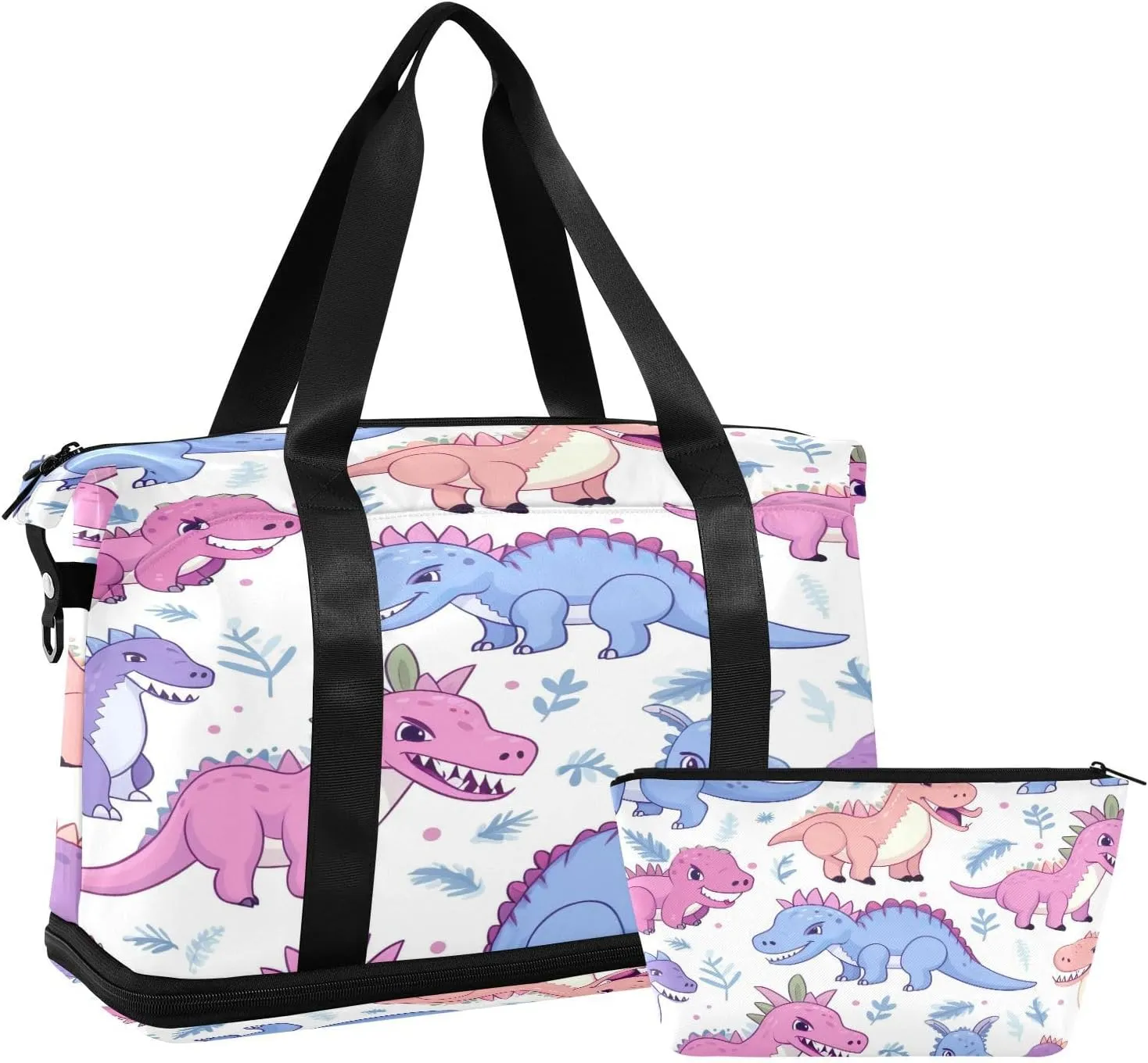 Dinosaurs Sports Gym Bag,Travel Duffel bag with Wet Pocket & Shoes Compartment Lightweight Waterproof Overnight Bag for Men Women