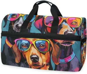 Dog Glasses Travel Duffel Bag Luggage Sports Gym Bags With Shoes Compartment Large Capacity Lightweight Duffle Bag For Men Women