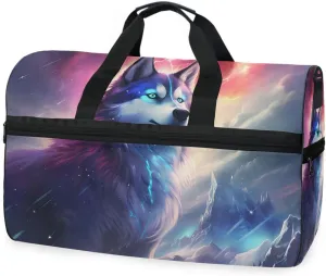 Dog Husky Travel Duffel Bag Luggage Sports Gym Bags With Shoes Compartment Large Capacity Lightweight Duffle Bag For Men Women